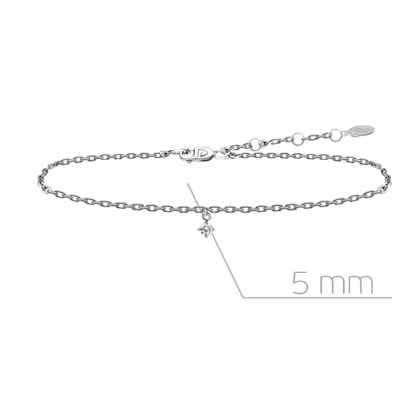 Браслет декоративный из белого золота с бриллиантом, плетение якорное