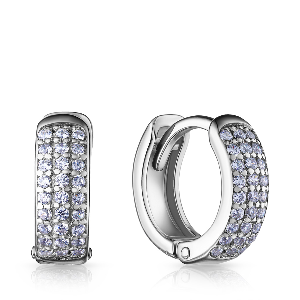 Серьги Конго из серебра с фианитом