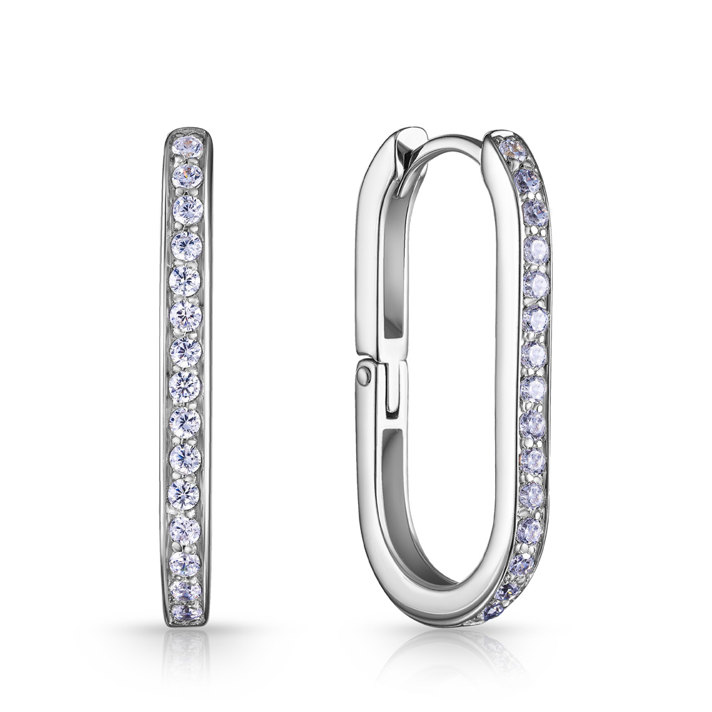 Серьги Конго из серебра с фианитом