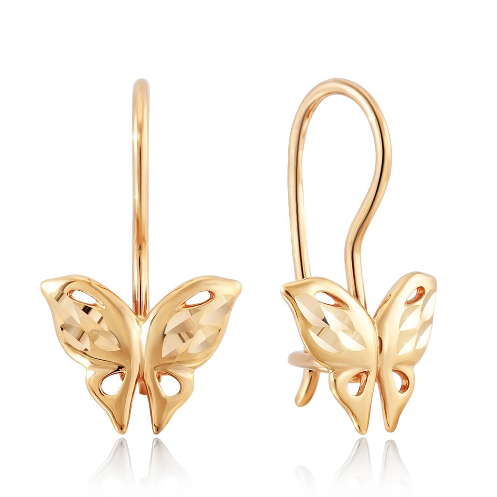 Серьги детские из красного золота